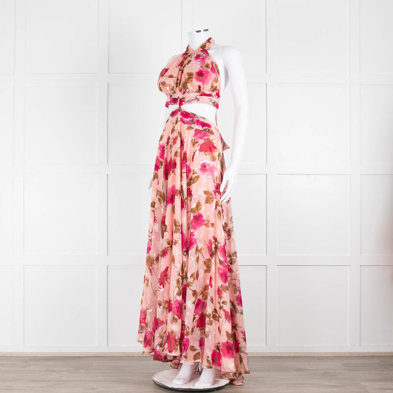 Anne Louise Boutique Pink Floral Backless Maxi Dress
