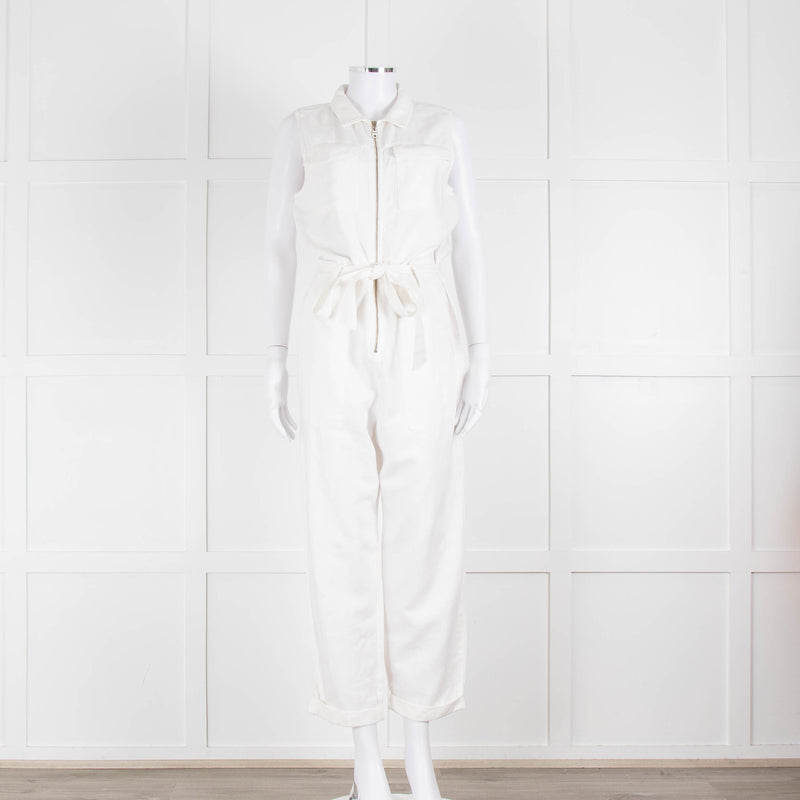 Bella Dahl White Cotton Sleeveless Jumpsuit