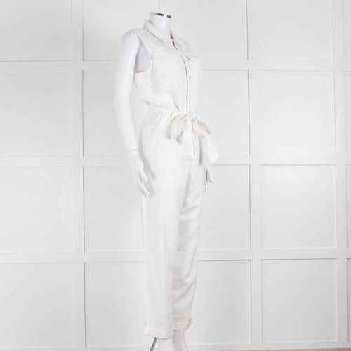 Bella Dahl White Cotton Sleeveless Jumpsuit