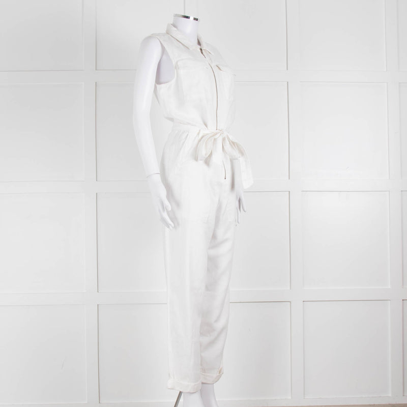 Bella Dahl White Cotton Sleeveless Jumpsuit