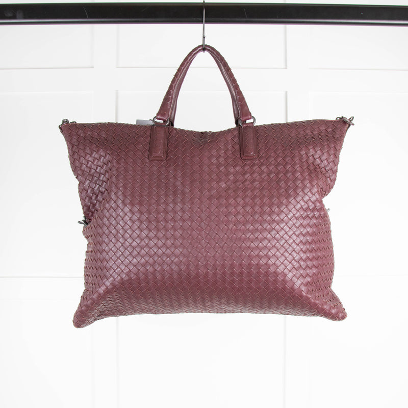 Bottega Veneta Burgundy Intrecciato Leather Convertible Large Bag