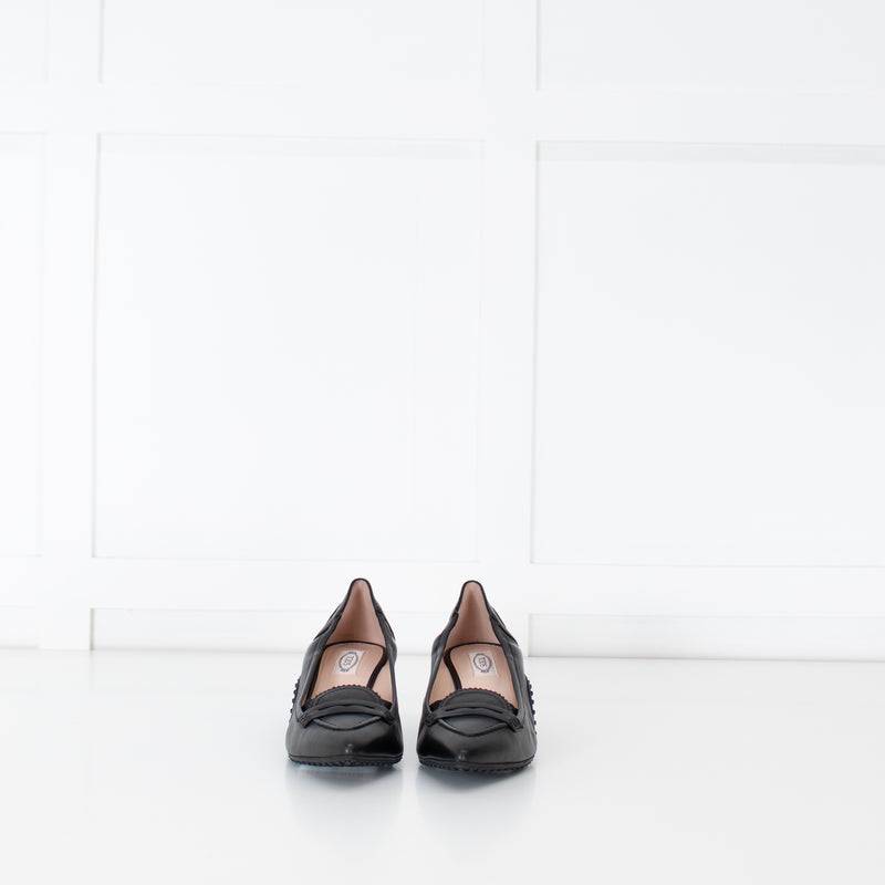 Tods Black Leather Kitten Heels