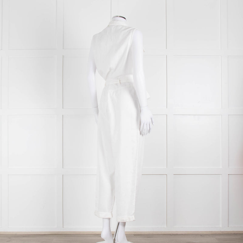 Bella Dahl White Cotton Sleeveless Jumpsuit