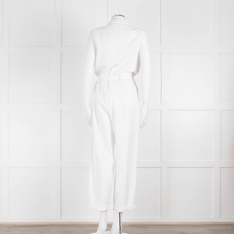 Bella Dahl White Cotton Sleeveless Jumpsuit
