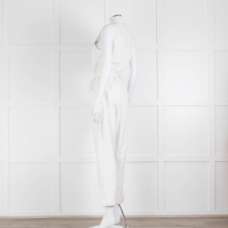 Bella Dahl White Cotton Sleeveless Jumpsuit