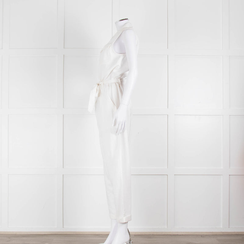 Bella Dahl White Cotton Sleeveless Jumpsuit