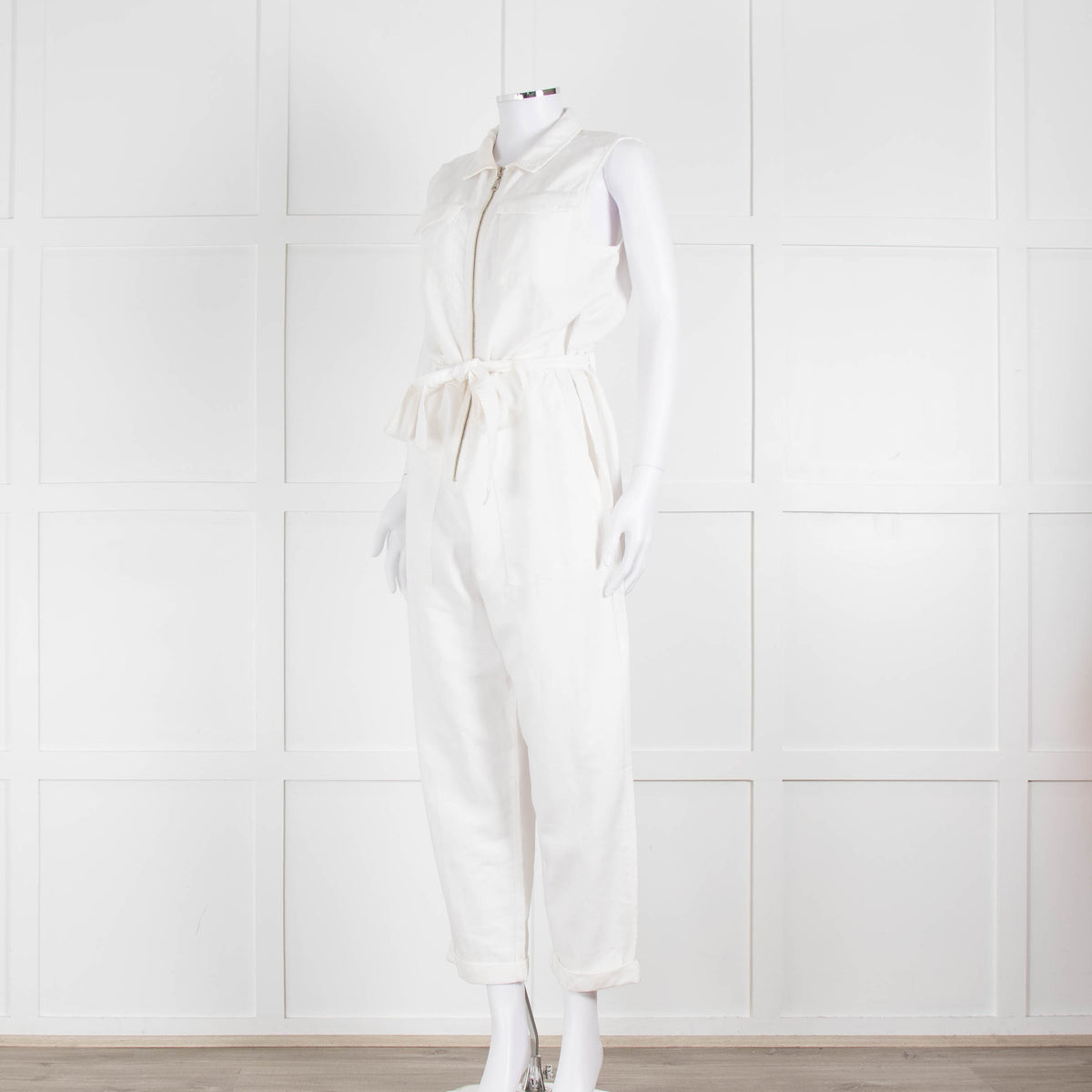 Bella Dahl White Cotton Sleeveless Jumpsuit