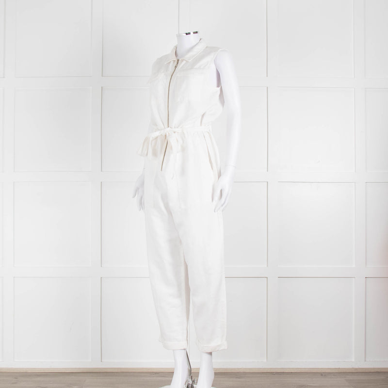 Bella Dahl White Cotton Sleeveless Jumpsuit