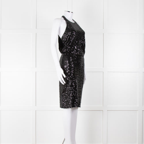 Badgley Mischka Black Sequin Sleeveless Dress