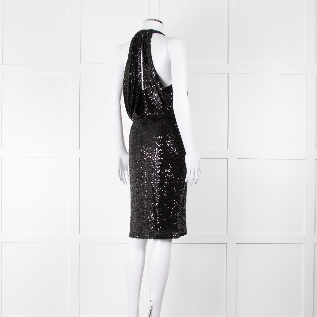 Badgley Mischka Black Sequin Sleeveless Dress