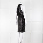 Badgley Mischka Black Sequin Sleeveless Dress