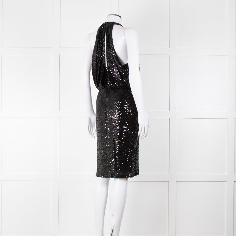 Badgley Mischka Black Sequin Sleeveless Dress