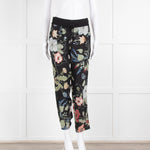 Gucci Black Floral Silk Trousers With Drawstring Waist