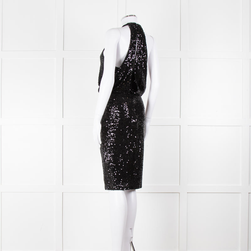 Badgley Mischka Black Sequin Sleeveless Dress