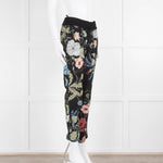Gucci Black Floral Silk Trousers With Drawstring Waist