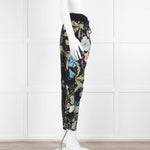 Gucci Black Floral Silk Trousers With Drawstring Waist