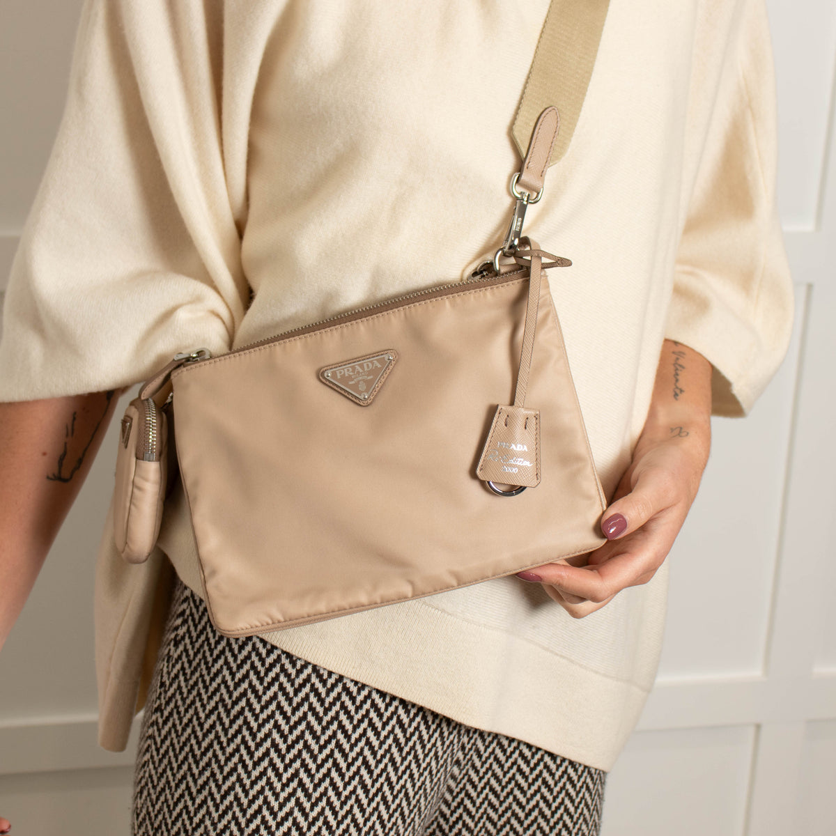 Prada Beige Nylon Re-Edition 2000 Crossbody Bag