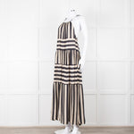 Sundress Black and Beige Stripe Halterneck Midi Dress