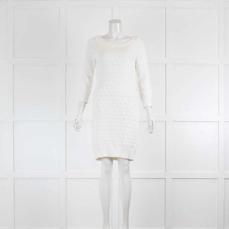 Milly White Crochet Knit Cotton Bodycon Dress