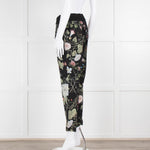 Gucci Black Floral Silk Trousers With Drawstring Waist