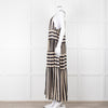 Sundress Black and Beige Stripe Halterneck Midi Dress