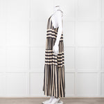 Sundress Black and Beige Stripe Halterneck Midi Dress
