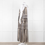 Sundress Black and Beige Stripe Halterneck Midi Dress