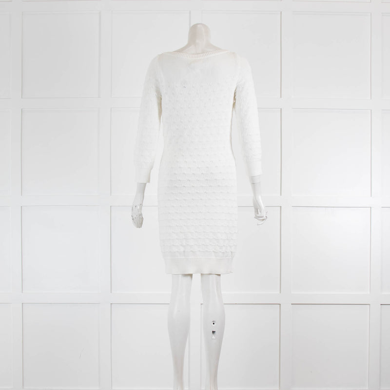 Milly White Crochet Knit Cotton Bodycon Dress