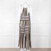 Sundress Black and Beige Stripe Halterneck Midi Dress