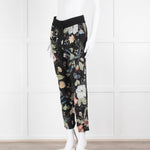 Gucci Black Floral Silk Trousers With Drawstring Waist
