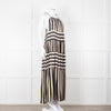 Sundress Black and Beige Stripe Halterneck Midi Dress
