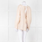 Maurizio Beige Linen Embroidered Tie Back Top
