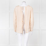 Maurizio Beige Linen Embroidered Tie Back Top