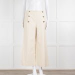 Sonia Rykiel Cream Wide Leg Trousers With Gold Buttons