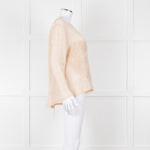 Maurizio Beige Linen Embroidered Tie Back Top