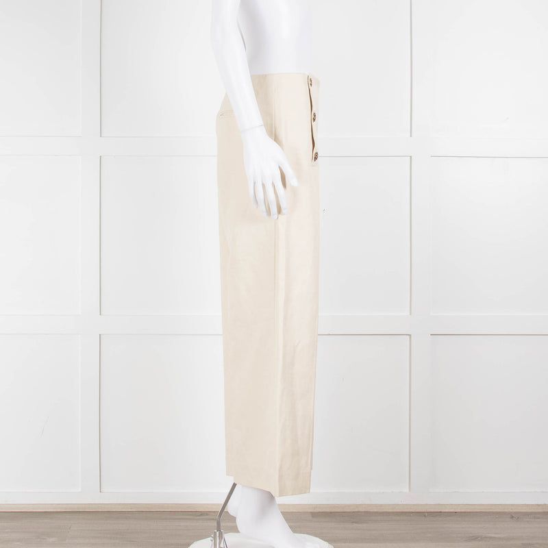 Sonia Rykiel Cream Wide Leg Trousers With Gold Buttons