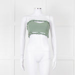 Ganni Green Cotton Bustier Top