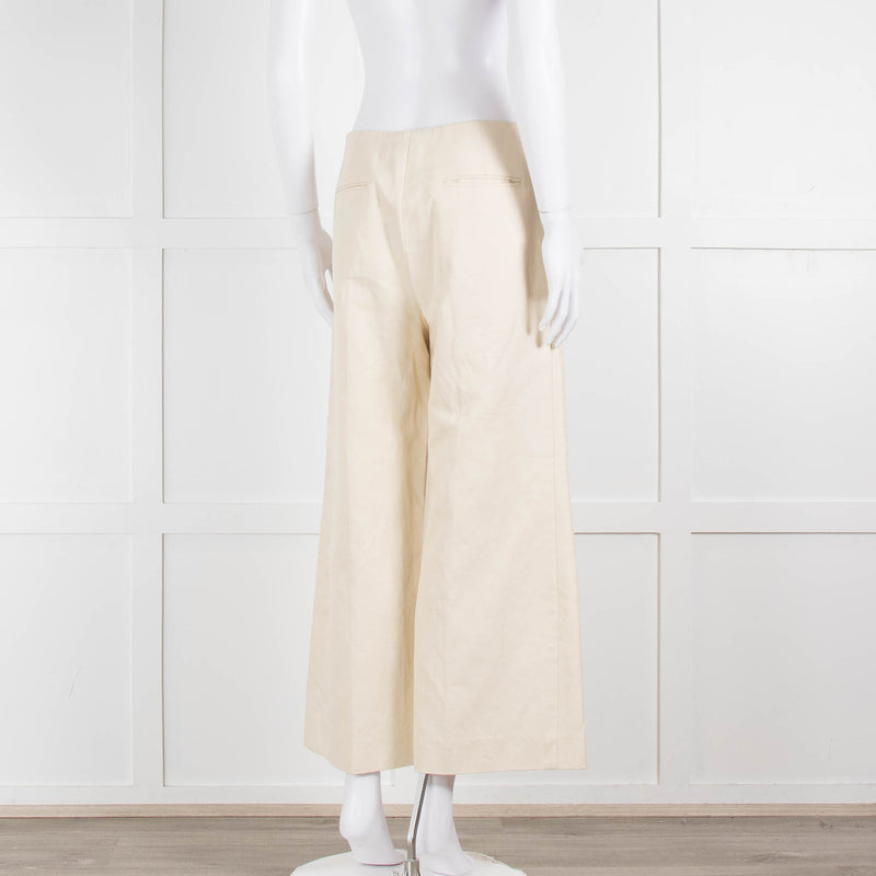 Sonia Rykiel Cream Wide Leg Trousers With Gold Buttons