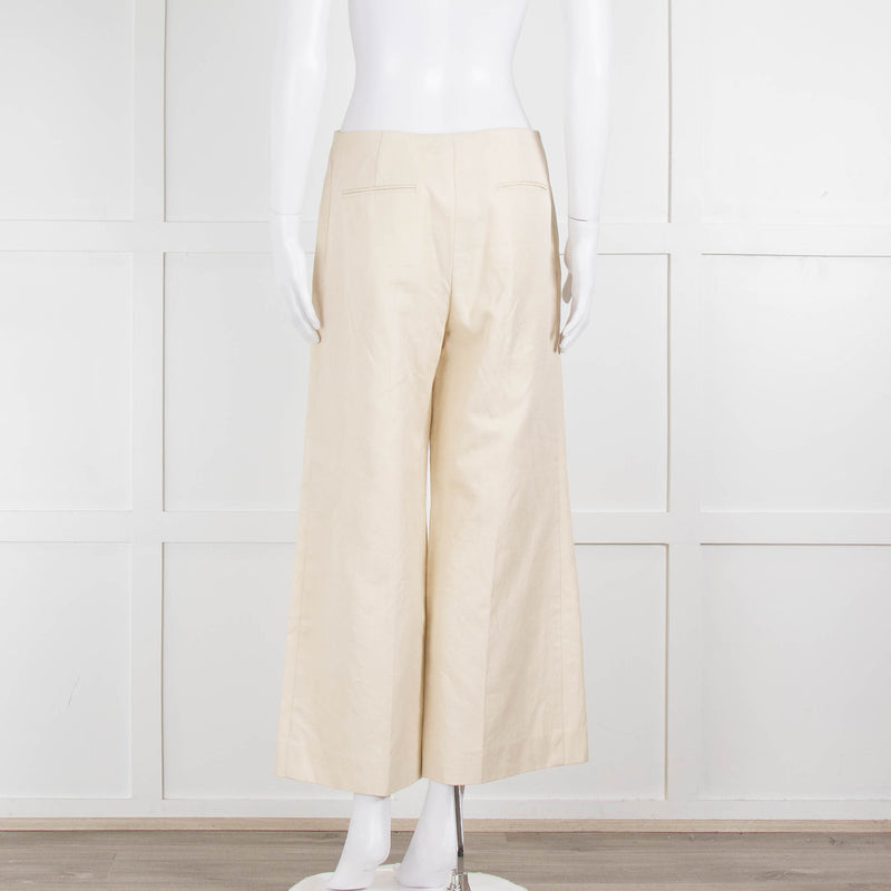 Sonia Rykiel Cream Wide Leg Trousers With Gold Buttons