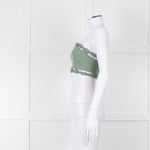 Ganni Green Cotton Bustier Top