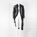 Sarah Pacini Black Sheer Draped Cardigan with Kilt Pin