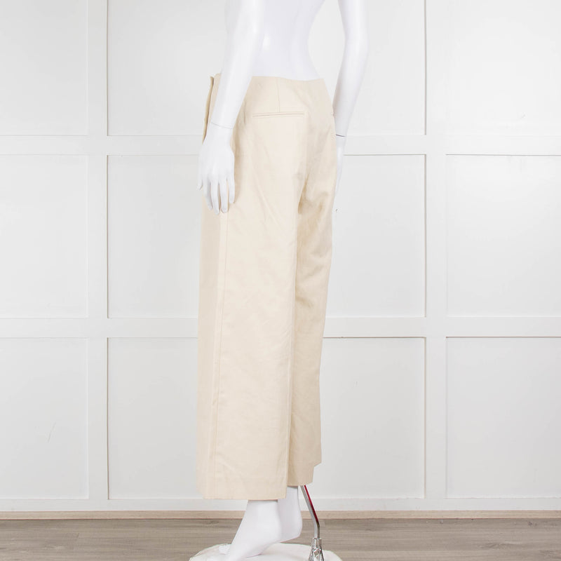 Sonia Rykiel Cream Wide Leg Trousers With Gold Buttons
