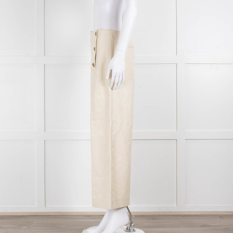 Sonia Rykiel Cream Wide Leg Trousers With Gold Buttons