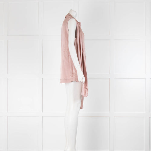Valentino Pink Satin Bow Tie Sleeveless Top