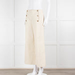 Sonia Rykiel Cream Wide Leg Trousers With Gold Buttons