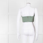Ganni Green Cotton Bustier Top