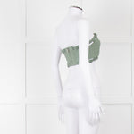 Ganni Green Cotton Bustier Top