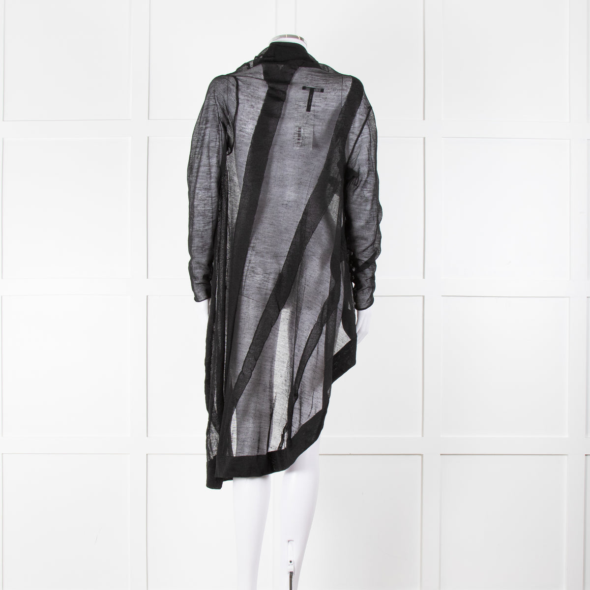 Sarah Pacini Black Sheer Draped Cardigan with Kilt Pin