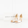 Manolo Blahnik Cream Satin Crystal Embellished Heeled Shoes