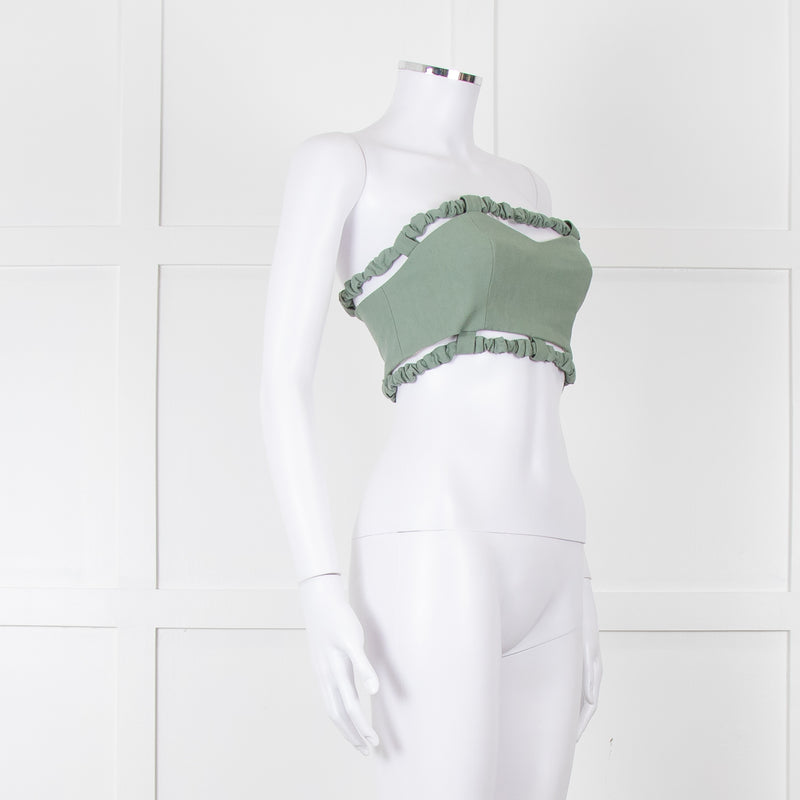 Ganni Green Cotton Bustier Top